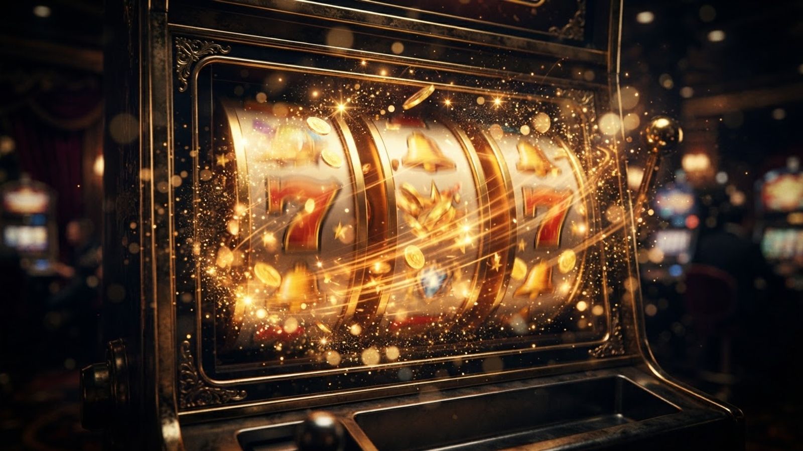 Free spins slot machine with golden sparkles
