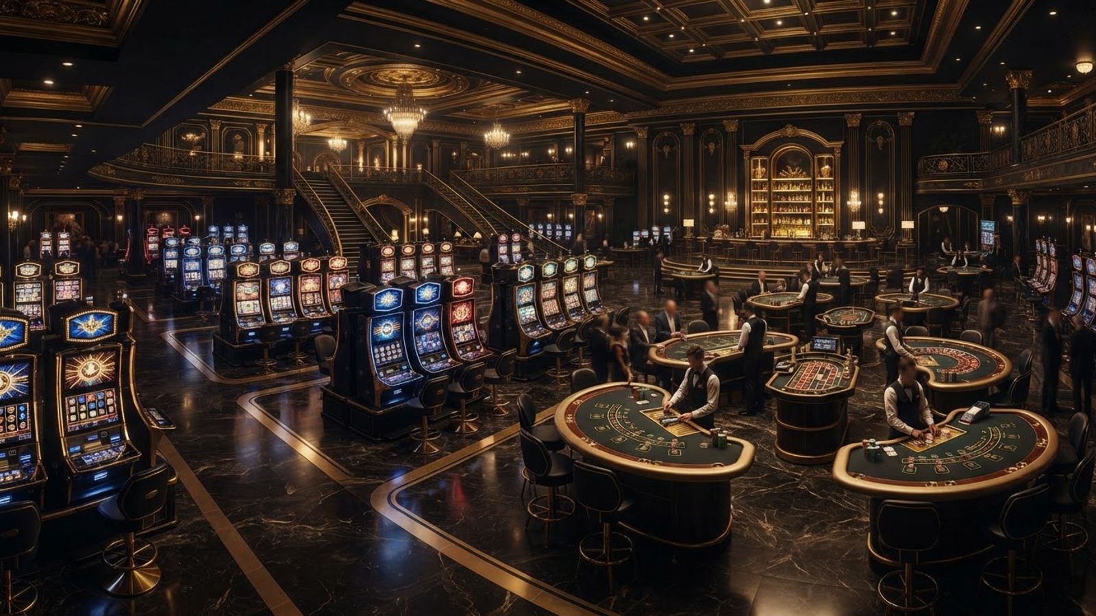 Panoramic online casino platform dark golden theme